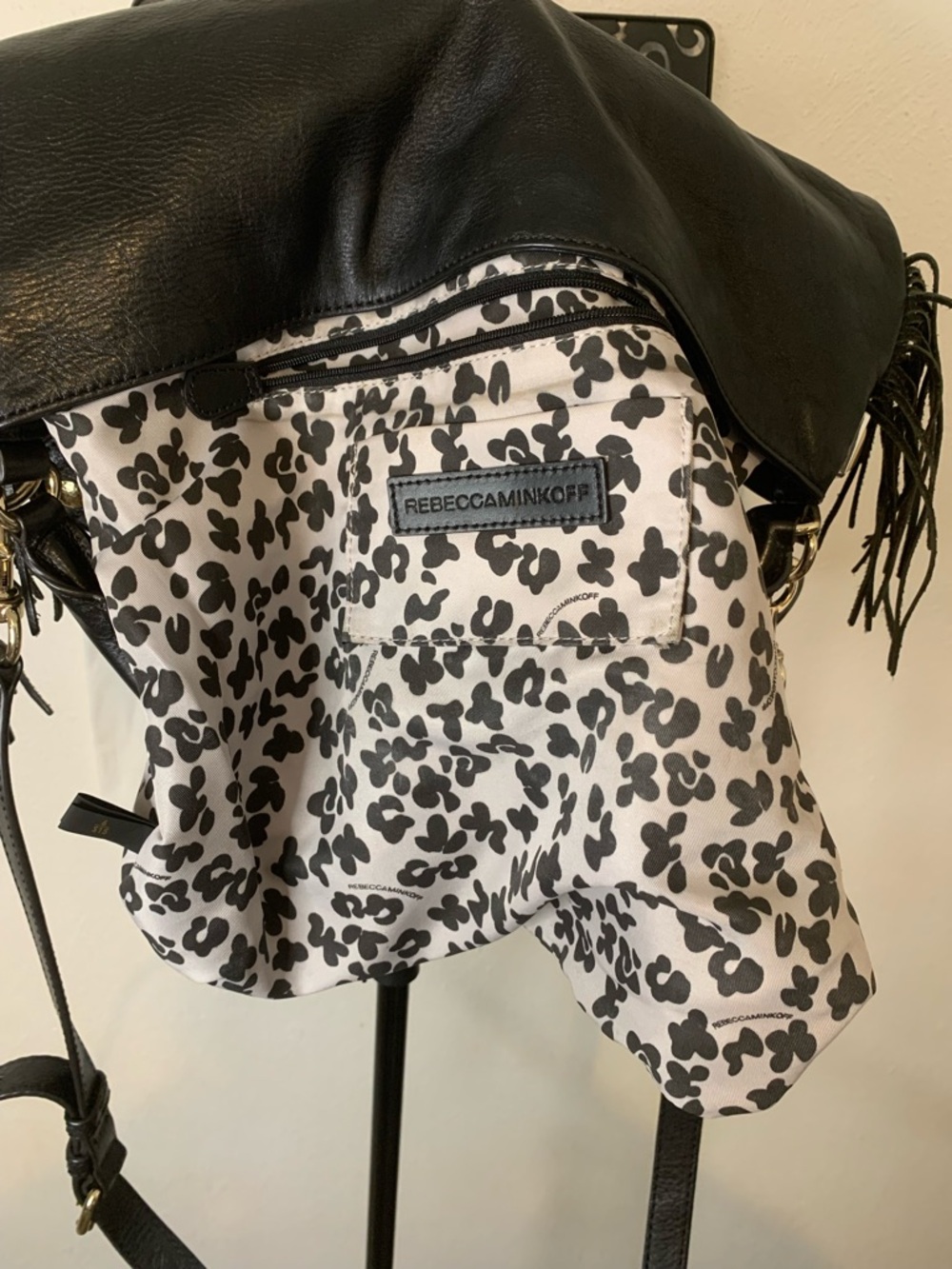 Rebecca Minkoff Black Stud Fringe Hobo Bag with Gold Accents - Picture 6 of 12